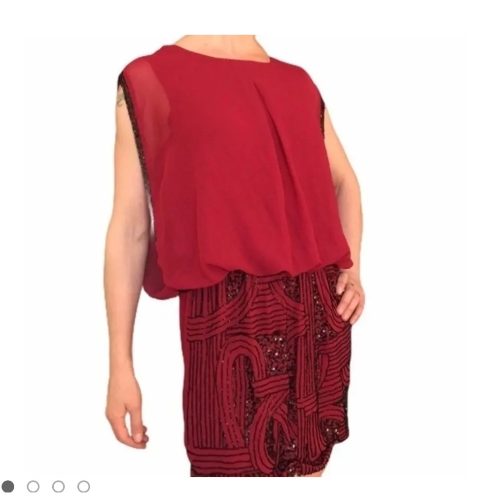 Elegant Dark Red Beaded Dress by Romeo and Juliette